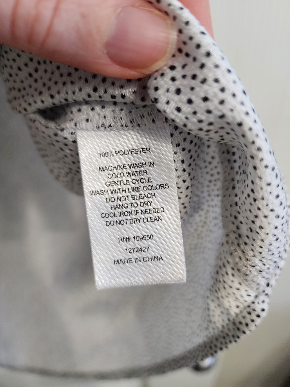Light Gray Dotted V-Neck Women's Blouse - Picture 4 of 4